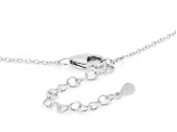 White Mother-of-Pearl Rhodium Over Sterling Silver Specialty Cut Station Necklace