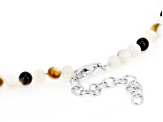 Tahitian Black & White Mother-of-Pearl Rhodium Over Silver Flower Enhancer Pendant With Chain