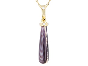 Purple Shell With White Mother-of-Pearl 18K Yellow Gold Over Silver Enhancer Pendant/Chain, 30x8mm