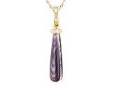 Purple Shell With White Mother-of-Pearl 18K Yellow Gold Over Silver Enhancer Pendant/Chain, 30x8mm