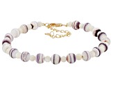 Purple Shell With White Mother-of-Pearl 18K Yellow Gold Over Sterling Silver Beaded Bracelet