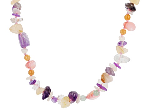 Pink & White Mother-of-Pearl With Multi Gemstone 18K Yellow Gold-Plated 36 Inch Necklace