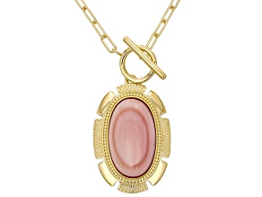 Pink Conch Shell 18K Yellow Gold Over Sterling Silver Solitaire Necklace, 20x12mm