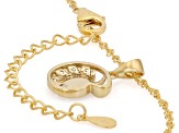 White Zircon 18K Yellow Gold Over Sterling Silver Shell Pendant With Chain 0.14ctw