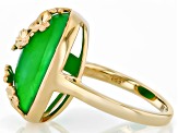 Green Jadeite 18K Yellow Gold Over Sterling Silver Floral Ring