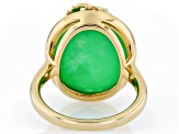 Green Jadeite 18K Yellow Gold Over Sterling Silver Floral Ring