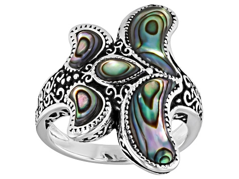 Free Form Abalone Shell Sterling Silver Ring