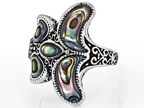 Free Form Abalone Shell Sterling Silver Ring