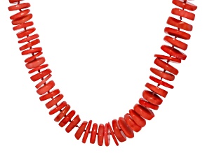 11-13mm Pink Coral Rhodium Over Sterling Silver 38" Necklace
