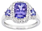 Blue Tanzanite And White Diamond Platinum Ring 2.95ctw