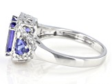 Blue Tanzanite And White Diamond Platinum Ring 2.95ctw