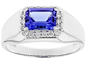 Blue Tanzanite Platinum Men's Ring 1.71ctw