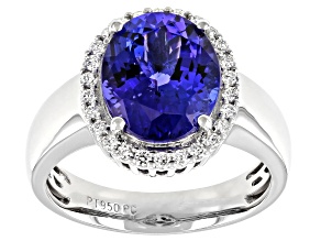 Blue Tanzanite Platinum Ring 3.75ctw