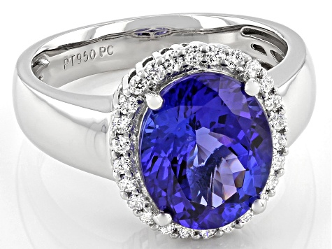 Blue Tanzanite Platinum Ring 3.75ctw