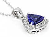 Blue Tanzanite Platinum Pendant With Chain 2.03ctw