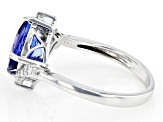 Blue Tanzanite With White Diamond Platinum Ring 2.35ctw