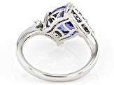 Blue Tanzanite With White Diamond Platinum Ring 2.35ctw