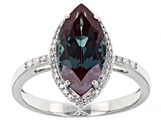 Blue Lab Created Alexandrite Platinum Ring 2.94ctw