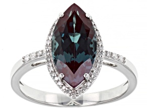 Blue Lab Created Alexandrite Platinum Ring 2.94ctw