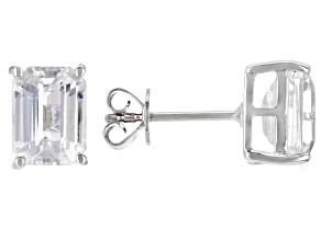 White Zircon Platinum Stud Earrings 4.22ctw