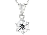 Round White Zircon Solitaire Platinum Pendant With Chain 2.29ct