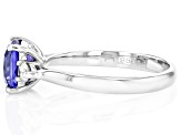 Blue Tanzanite With White Diamond Platinum Ring 2.20ctw