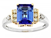 Tanzanite With Yellow And White Diamond18K Gold and Platinum Two Tone Ring 2.22ctw