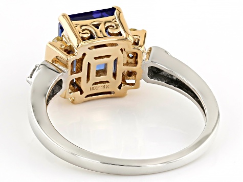 Tanzanite With Yellow And White Diamond18K Gold and Platinum Two Tone Ring 2.22ctw