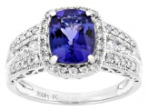 Cruise Ship Collection Blue Tanzanite With Diamond Platinum Ring 2.22ctw