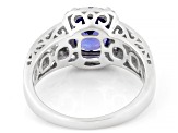Cruise Ship Collection Blue Tanzanite With Diamond Platinum Ring 2.22ctw