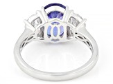 Blue Tanzanite with Prazana® Lab Grown Diamonds E-F VS Platinum Ring 3.50ctw