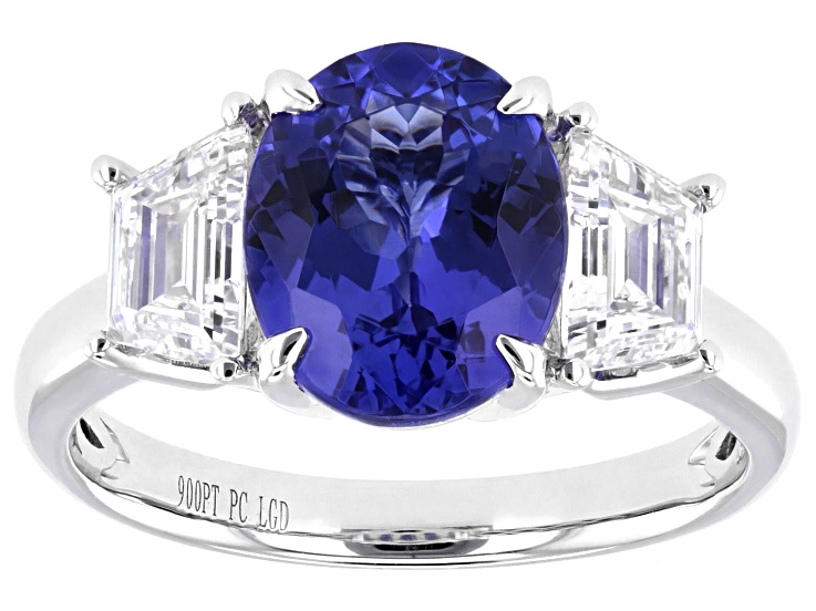 Tanzanite With Prazana® Lab Grown Diamonds E-F VS Platinum Ring 3.50ctw