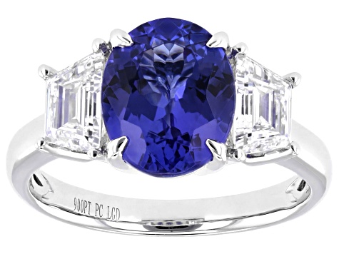 Tanzanite With Prazana® Lab Grown Diamonds E-F VS Platinum Ring 3.50ctw