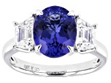 Tanzanite With Prazana® Lab Grown Diamonds E-F VS Platinum Ring 3.50ctw