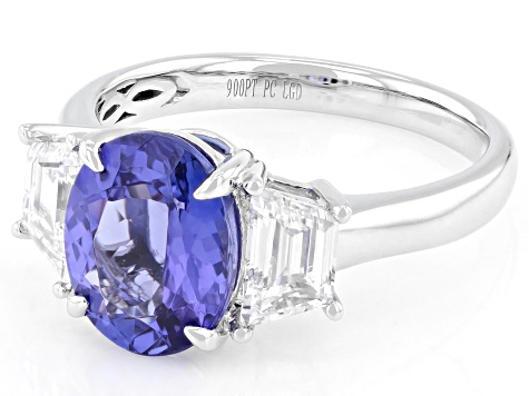 Tanzanite With Prazana® Lab Grown Diamonds E-F VS Platinum Ring 3.50ctw