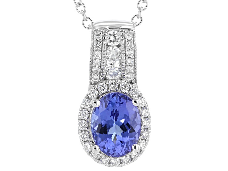 Blue Tanzanite Platinum Pendant with Chain 1.90ctw