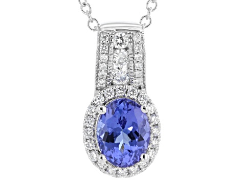 Blue Tanzanite Platinum Pendant with Chain 1.90ctw