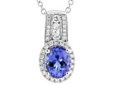 Blue Tanzanite Platinum Pendant with Chain 1.90ctw