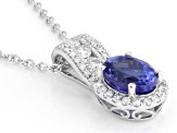 Blue Tanzanite Platinum Pendant with Chain 1.90ctw
