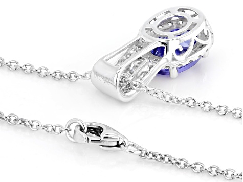 Blue Tanzanite Platinum Pendant with Chain 1.90ctw