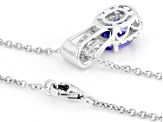 Blue Tanzanite Platinum Pendant with Chain 1.90ctw