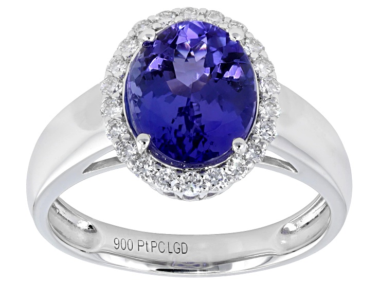 Blue Tanzanite Platinum Halo Ring 2.75ctw