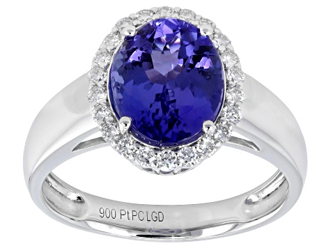 Blue Tanzanite Platinum Halo Ring 2.75ctw