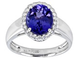 Blue Tanzanite Platinum Halo Ring 2.75ctw