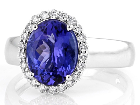 Blue Tanzanite Platinum Halo Ring 2.75ctw