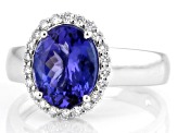 Blue Tanzanite Platinum Halo Ring 2.75ctw