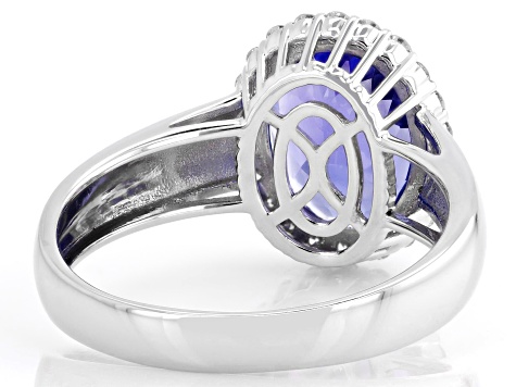 Blue Tanzanite Platinum Halo Ring 2.75ctw