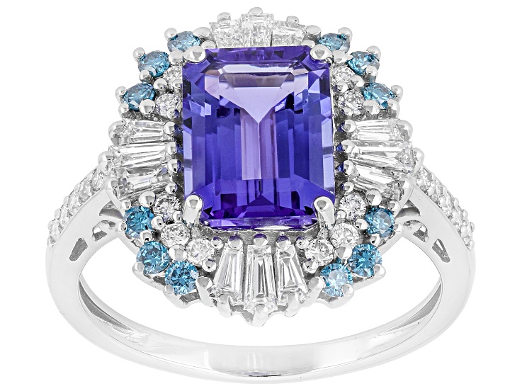タンザナイト　NOHEET　5、89CT Blue Tanzanite With Blue & White Lab Grown Diamond Platinum Halo