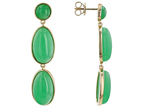 Green Jadeite 18k Yellow Gold Over Sterling Silver Earrings