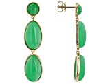 Green Jadeite 18k Yellow Gold Over Sterling Silver Earrings